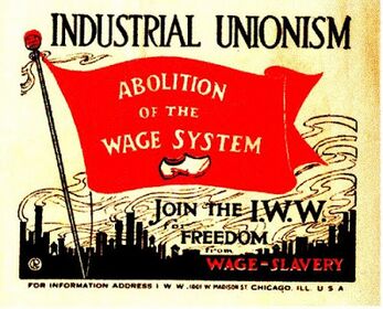 Affiche des IWW pour l'abolition du salariat