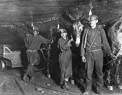 Mineurs aux États-Unis (Gary, Virginie-Occidentale) en 1908.