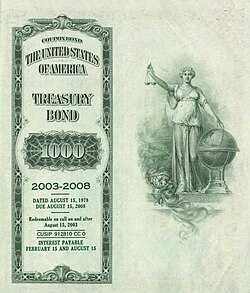 Bon du Trésor émis par les États-Unis en 1978 avec échéance en 2008