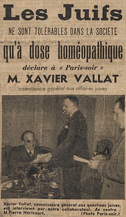 Le commissaire général aux questions juives s'exprime dans le journal collaborationniste Paris-Soir, 5 avril 1941