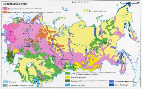 Carte des minorités nationales en URSS