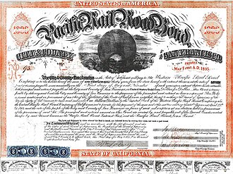 Obligation de la Compagnie Pacific Railroad en 1865
