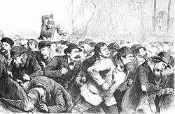 La police de New York réprime violemment des chômeurs en 1874.